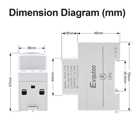 Digital Display Energy Meter - AC Rail-Mounted Meter Electricity Usage Monitor for Voltage, Current, and Energy Consumption Measurement - GT2P-UID...