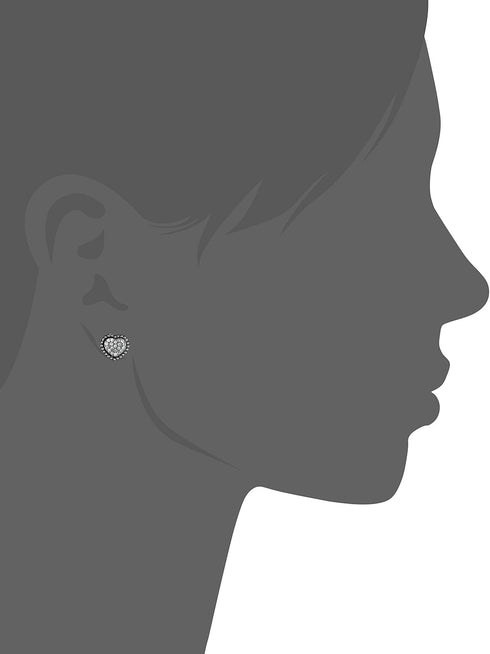 Betsey Johnson CZ Pave Heart & Skull Duo Set of Stud Earrings...