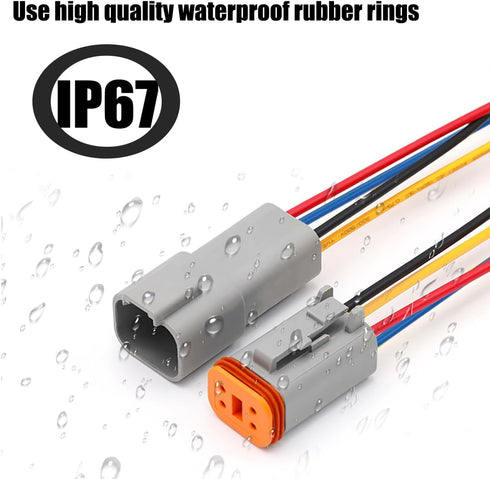 4 Pin Electrical Connector Waterproof Connector,Male and Female Way 16 AWG Wire Suitable for car Truck, Boat and Other Wire Connection (5 Pack) Gr...