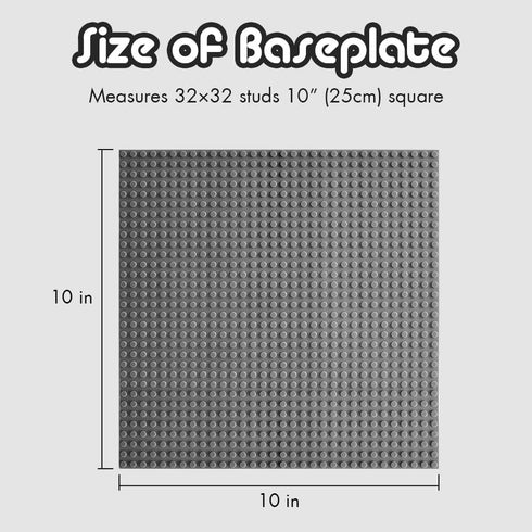 Lekebaby 2 Pack Classic Baseplates Building Base for Building Bricks, 10" x 10" Building Boards - 100% Compatible with Major Brands, Grey...