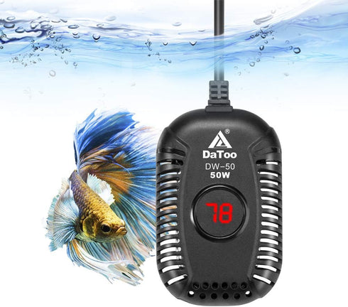 Small Aquarium Heater 50W Mini Fish Tank Heater 50 Watt Submersible with LED Temperature Display...