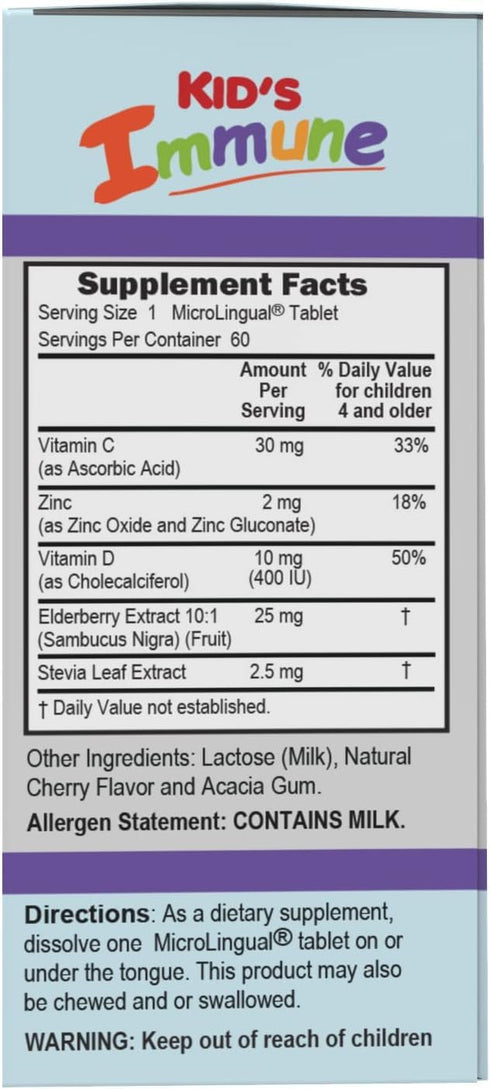 Superior Source Kid’s Immune, Clean Melts, Quick Dissolve MicroLingual Tablets, 60 Ct, Alternative to Gummies, Zinc (2 mg), Vitamin C (30 mg), D3 ...
