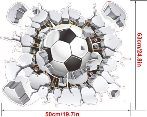 3D Soccer Stickers, Art Ball Soccer Wall Decal for Kids Room, FFootball Vinyl DIY Soccer Wallpaper for Boys Bedroom Playroom Living Room Window Do...