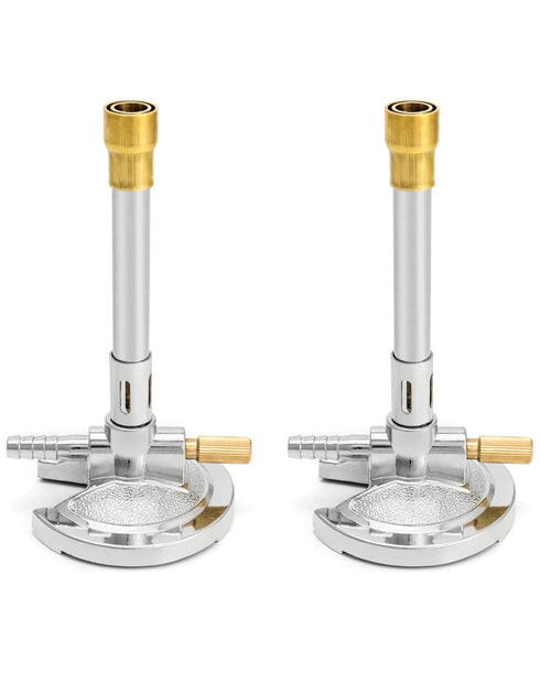 QWORK Lab Bunsen Burner with Flame Stabilizer and Gas Control for Efficient Lab Heating with Propane & Natural Gas - Pack of 2...