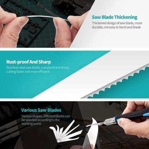 Model Craft Hand Saw Kit(with 14PCS Saw Blades),Modeling Knife Hacksaw Tool,DIY Mini Razor Saw Kit for Handcrafted, DIY models and Other Fine Cutt...