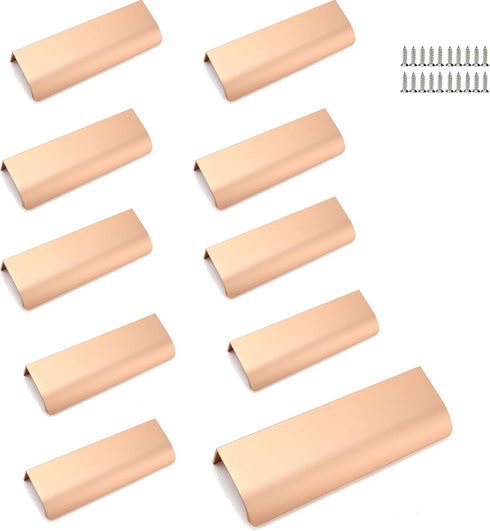 10PCS Mount Finger Edge Pull Handles Gold Aluminum Hidden Concealed Tab Pulls for Home Kitchen Door Drawer Cabinet Knobs Wardrobe, 80mm/3.2"...