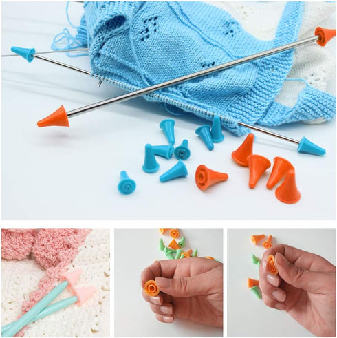 20 PCS Knitting Needles Point Protectors/Stoppers with Plastic Box, Include 10 Small & 10 Large, Knit Needle Tip Covers for Beginners Knitting Cra...