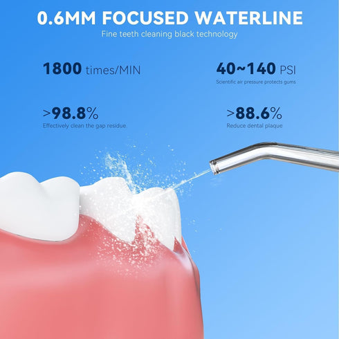 Water flossers Teeth, Cordless Cleaner, Cleaning flosser, Dental 400ml Large Capacity, Portable 360°Rotation 5 Cleaning DIY Modes 6 remplaceable T...