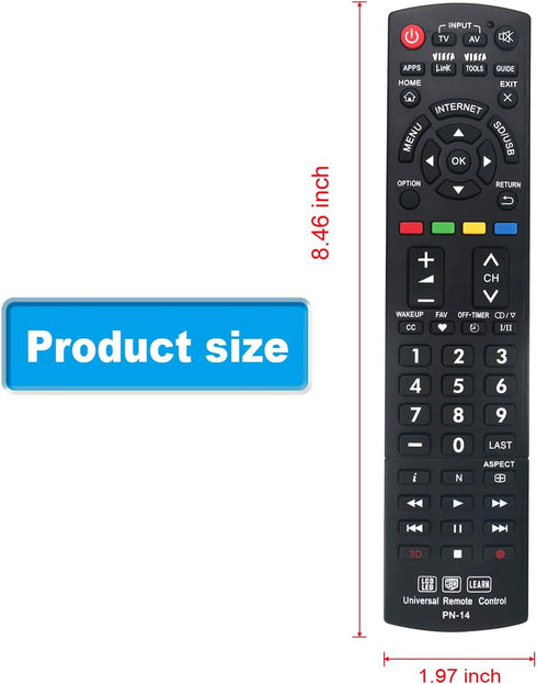 New Universal Controller Replaced Remote Works for 99% Panasonic LED LCD Learn 3D TV Also SUBs N2QAYB000926 N2QAYB000485 N2QAYB000837...