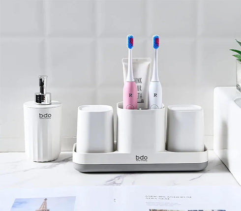 Toothbrush Holder Toothpaste Dispenser for Bathroom Vanity Organizer Countertop, 2 Bathroom Cups, Electric Toothbrush Holder, Kids Bathroom Decor ...