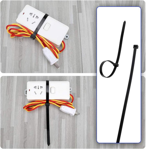 200 Pack Bulk KOOWIN Medium Nylon Plastic Cable Zip Ties 8 inch Wire Wraps Black...
