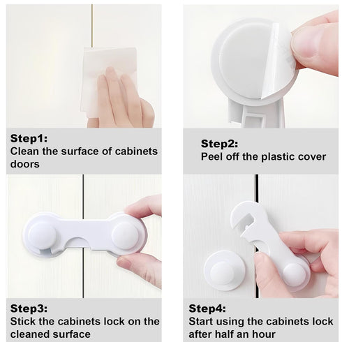8 Pack Cabinet Door Locks for Baby Proof and Child Safety Cabinet Locks with Adhesive Childproof Door Latch Child Safety Locks for Kitchen Drawer ...