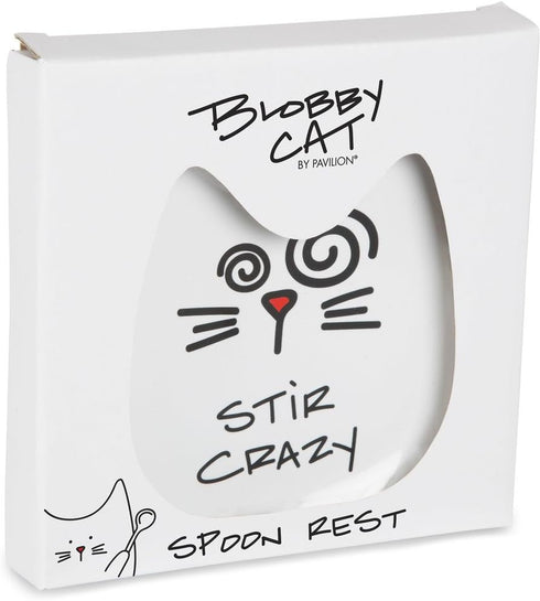Pavilion Gift Company Blobby Cat, Cat Spoon Rest "Stir Crazy", 5", White...