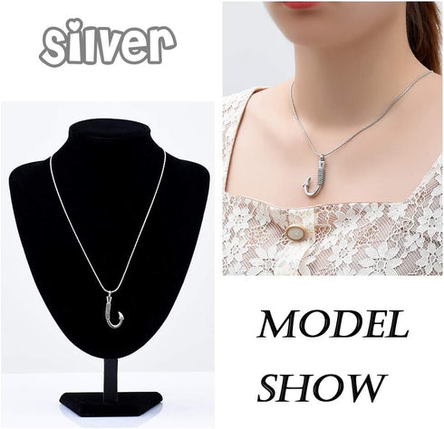 constantlife Cremation Jewelry for Ashes Urn Memorial Necklace Fish Hook Design Stainless Steel Pendant Keepsake Ashes Holder...