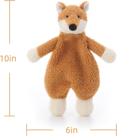 Apricot Lamb Stuffed Animals Security Blanket Yellow Fox Infant Nursery Character Blanket Luxury Snuggler Plush(Yellow Fox, 10 Inches)...
