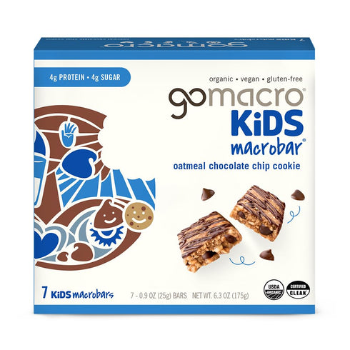 GoMacro Kids MacroBar Organic Vegan Snack Bars - Oatmeal Chocolate Chip Cookie (0.90 Ounce Bars, 7 Count)...