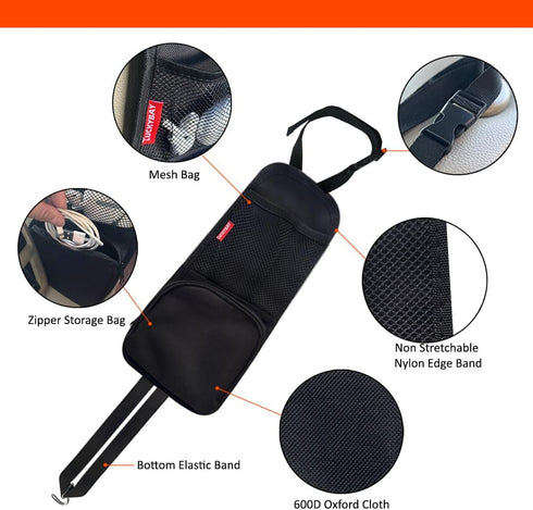 Luckybay Car Seat Side Organizer, Auto Seat Storage Hanging Bag, Phones, Drink, Stuff Holder with Mesh Pocket for Cars, SUV & Truck (Black)...