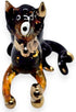 Tiny 2¼" Black Brown Crouching Play Ball Cat Figurine Miniature Hand Blown Painted Glass Cats Kitten Feline Animals Cute Crystal Decorative Collec...