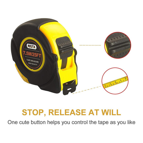 Tape Measure Retractable Professional 7.5M/25FT Inch/Metric Scale Measuring Tape...