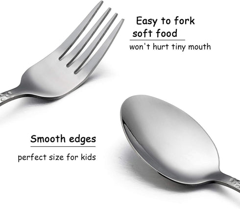 HaWare 9-Piece Toddler Kids Silverware Flatware Set, Stainless Steel Hammered(Adult Look) Preschooler Eating Utensils, Adult Diet Tableware, Inclu...