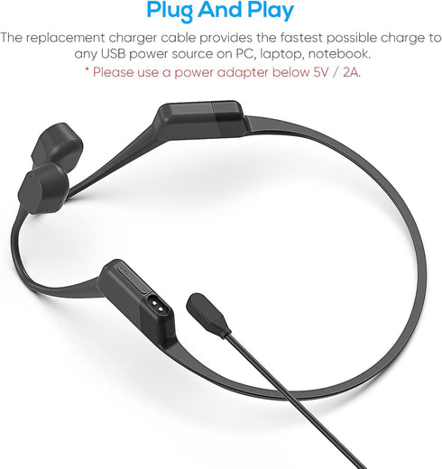 YUANHOT 2 Pack Charging Cable Replacement for AfterShokz Aeropex AS800 & Shokz OpenRun Pro & OpenRun & OpenRun Mini & OpenComm, USB Charger Cord f...