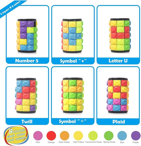Magic 3D Puzzle Cube Rainbow Fidget Toys Cylinder Rotate Slide 7 Layers Educational Games for Kids Adults...
