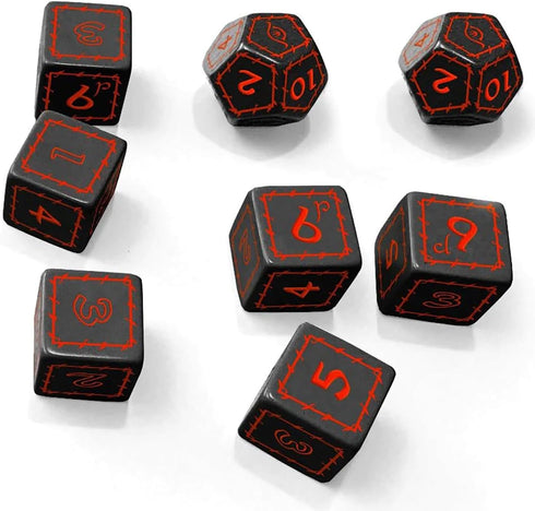 Free League Publishing: The One Ring: Black Dice Set - 8 Engraved Dice, Black with Red Numbers, Tabletop Roleplaying Game Accessory, Lord of The R...