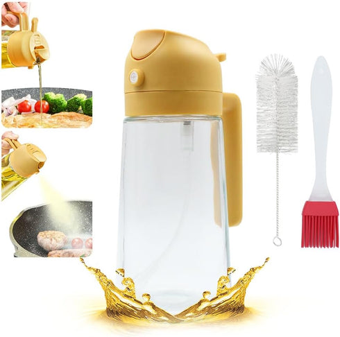Oil Dispenser for kitchen, 2 In 1 Oil Dispenser & Oil Sprayers, 470ml/ 16oz Olive Oil Dispenser Bottle, Food-grade Oil Mister for Air Fryer, Bakin...