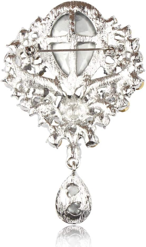 Wedding Bridal Big Crystal Rhinestone Bouquet Brooch Pin for Women (black)...