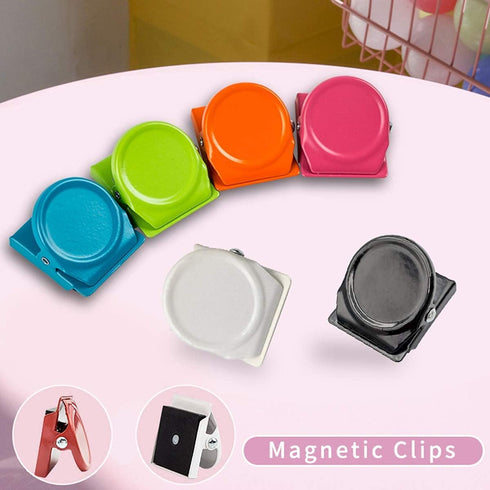 Magnetic clicps-Magnetic Hooks Strong Refrigerator Magnets Whiteboard Wall Fridge Magnetic Memo Note Clips-Multiclolor (8 pcs)...