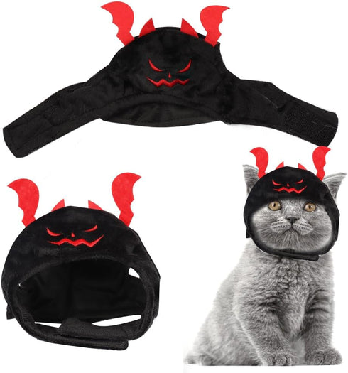 Hying Cats Halloween Demon Hat for Dogs Pet, Adjustable Cute Black Pet Devil Cap for Halloween Cosplay Costume Puppy Kitten Party Dress Up Accesso...