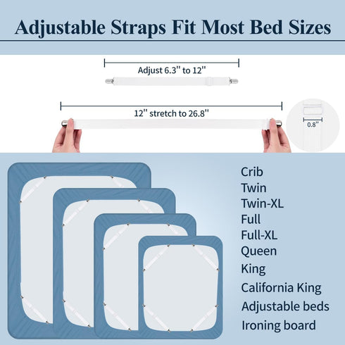 Bed Sheet Fasteners, Sopito 4pcs Adjustable Elastic Sheet Straps Heavy Duty Bed Sheet Grippers Suspenders for Mattresses Fitted Sheets Flat Sheets...