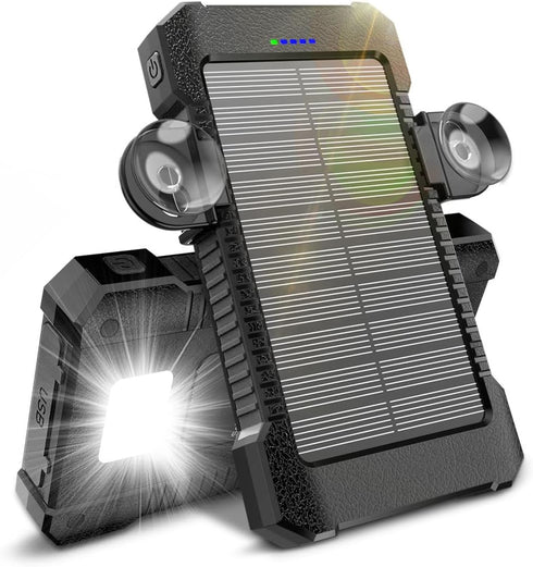 Solar Power Bank 26800mAh,Portable Solar Charger with Suction Cup Mount,IPX7 Waterproof Dustproof Shockproof Battery Pack with 3 USB Ports,with 3 ...