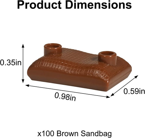 WW2 Toy Soldiers Brown Military Small Sandbags 100-Piece Set Compatible with Famous Building Blocks Brands...