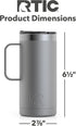 RTIC Travel Mug with Handle, 16 oz, Graphite, Portable Thermal Camping Cup, Vacuum-Insulated with Lid, Stainless Steel, Sweat Proof, Keeps Hot & C...