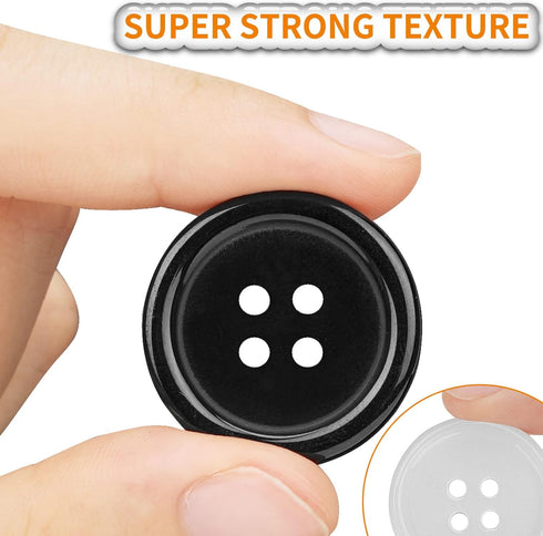 162 PCS Mixed Resin Sewing Buttons, Eco-Friendly 1 inch Buttons with Compartmentalized Storage Box Black Buttons, 4 Holes 5 Sizes DIY White Button...