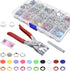 200 Sets Snaps Fasteners Kit 9.5mm 10 Colors Metal Prong Ring Button Hollow and Solid Metal Prong Snaps Buttons with Fastener Pliers Press Tool fo...