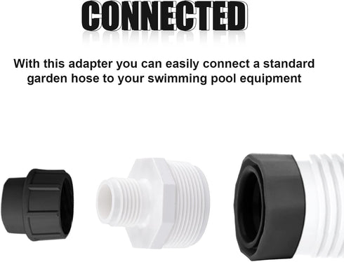 2pcs PVC Garden Hose Adapters, 1.5" NPT Male to 3/4" GHT PVC Male Adapter Sump Pump Hose Adapter PVC Pipe Connection for Swimming Pools Sump Pump ...