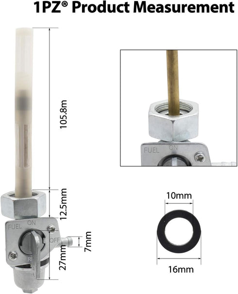 1PZ HX3-P02 Fuel Valve Petcock Switch Shut Off Replacement for Honda TRX 300 TRX300FW Fourtrax 1988 1989 1990 1991 1992 1993 1994 1995 1996 1997 1...