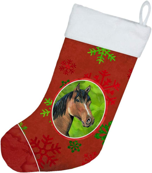 Caroline's Treasures SB3124-CS Horse Red Snowflakes Holiday Christmas Christmas Stocking Fireplace Hanging Stockings Christmas Season Party Decor ...