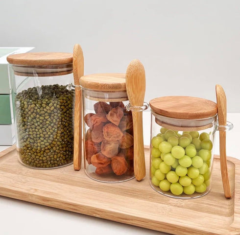 Kitchen Refrigerator Storage Containers Glass Spice Storage (2), transparent, WFC001...