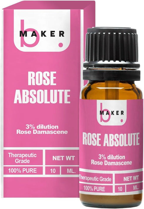 Organic Rose Absolute Essential Oil for Skin, Aromatherapy, Diffuser, Face, Hair and Crafts - Therapeutic Grade Organic Rose Essential Oils - 3% D...