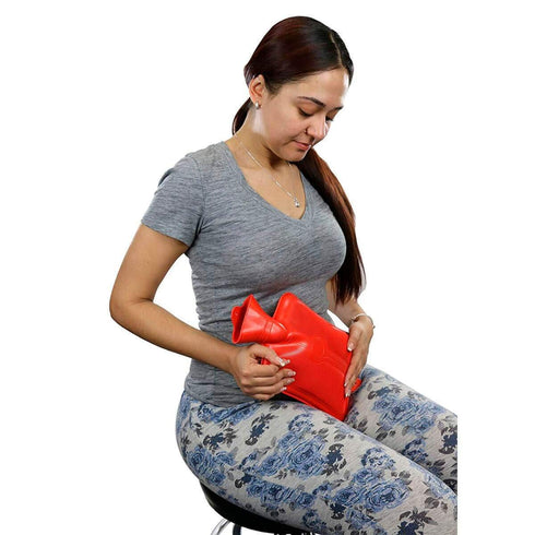 Classic Red Rubber Hot Water Bottle, Hot Compress, Pain Relief from Headaches, Cramps, Arthritis, Back Pain, Sore Muscles, Injuries - 2 Quart Capa...