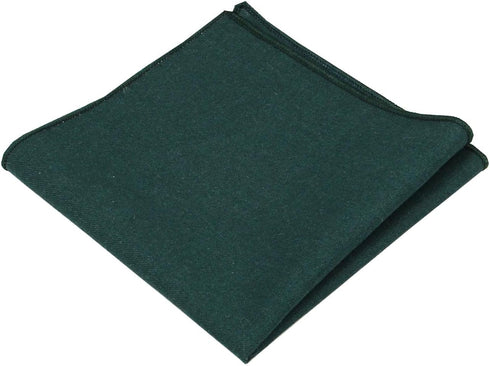 Mens Solid Linen Tie Set : Slim Necktie with Matching Pocket Square (Dark Green)...