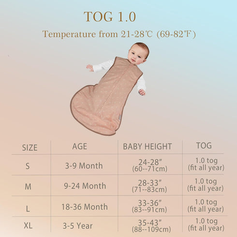 Baby Sleep Sack Natural Cotton Toddler Wearable Blanket 2-3T 36 Months Sleeveless 4 Season Lightweight Unisex 18-24M Tog 1.0 Sleeping Bag Large Tr...