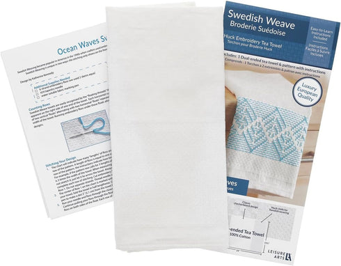 Swedish Weave Towel Kit, Ocean Waves Blue, traditional swedish weaving, huck weaving, swedish weaving patterns, swedish weave fabric, swedish weav...