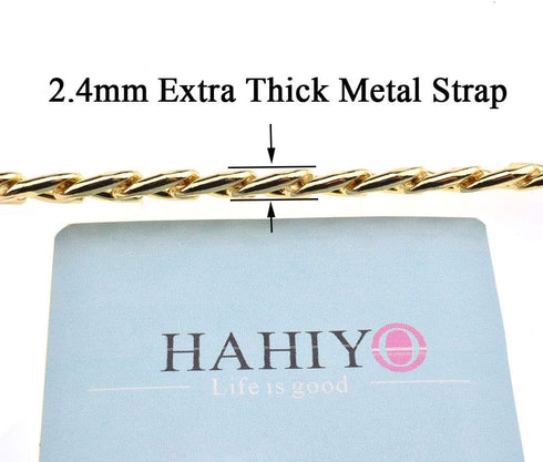 HAHIYO Purse Chain - 55.1 Inch Gold Strap for Shoulder, Cross Body, Sling, Handbag & Clutch - Comfortable Flat 0.4' Wide, 2.4mm Thick Metal - 1 Pa...