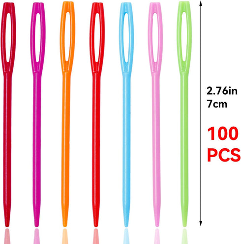100 Pcs Large Eye Plastic Needles, 2.7inch/7cm Learning Needles, Yarn Needles Darning Needle Plastic Sewing Needles Tapestry Needles, Safety Plast...