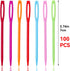 100 Pcs Large Eye Plastic Needles, 2.7inch/7cm Learning Needles, Yarn Needles Darning Needle Plastic Sewing Needles Tapestry Needles, Safety Plast...