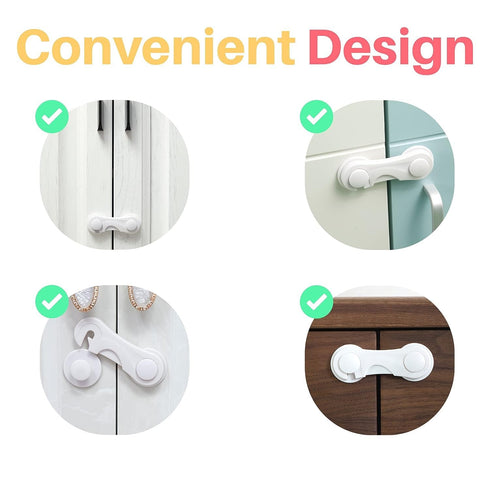 Inaya 6-Pack Child Proof Locks for Cabinet Doors, Pantry, Closet, Wardrobe, Cupboard, Drawers - 3M - No Drilling - Child Safety Locks for Cabinets...